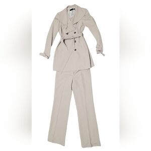 NINE WEST Suit Beige Belted Blazer & Straight Leg Pants, Size 2
